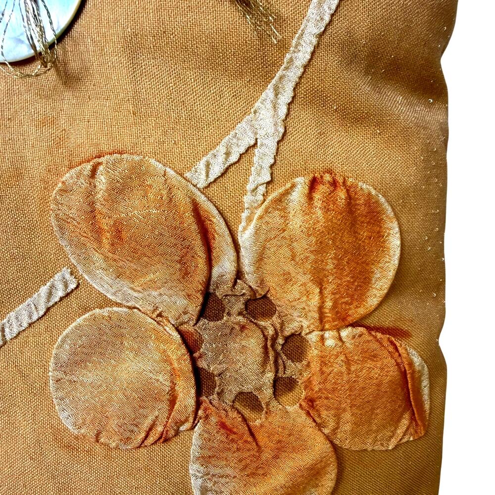 3-Piece Autumn Floral Appliqué Decorative Pillow Set with Shell Button Accents - Picture 5 of 9